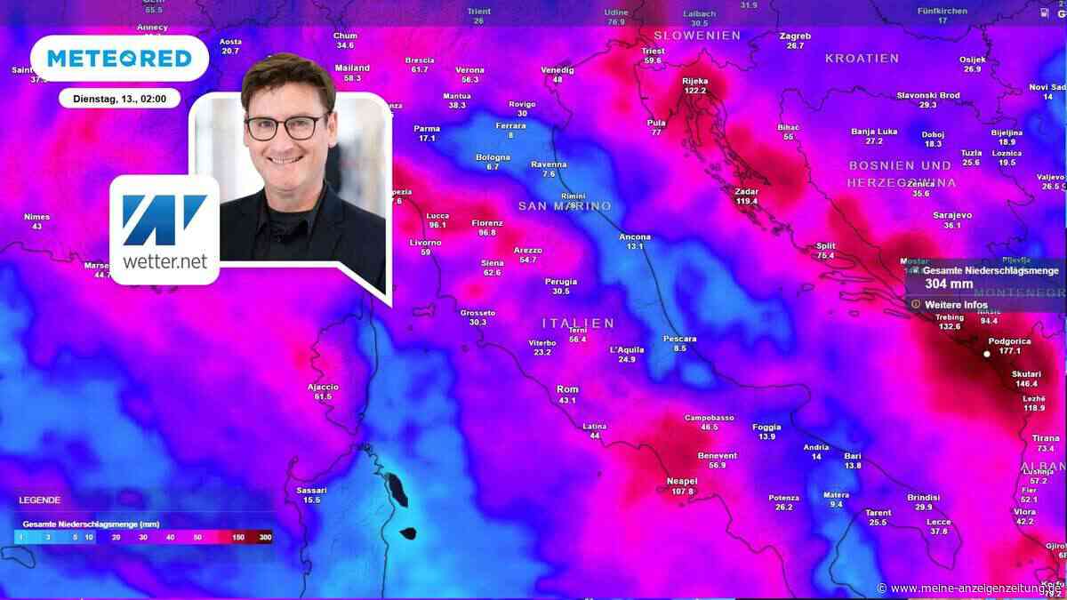 Mächtiges Unwettertief nimmt Kurs auf die Adria – mehreren Regionen droht extremer Starkregen