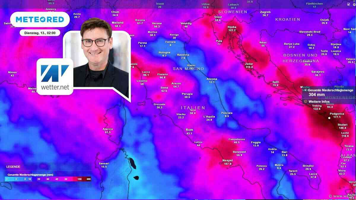 Mächtiges Unwettertief nimmt Kurs auf die Adria – mehreren Regionen droht extremer Starkregen