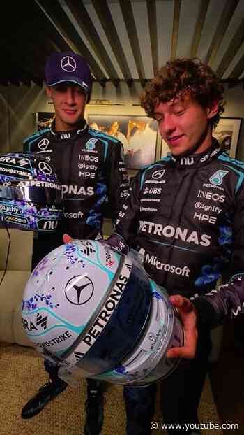 First look at our Singapore GP lids for the weekend 💜😮‍💨 #mercedesf1 #georgerussell #kimiantonelli