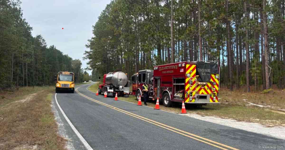 Crews battle military aircraft fire in Bladen County