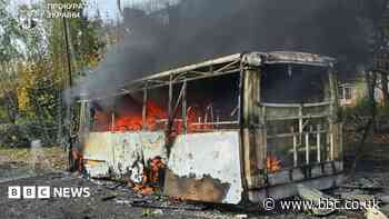 Russian strike on buses kills at least 30, say officials, as deadly attacks on Ukraine surge