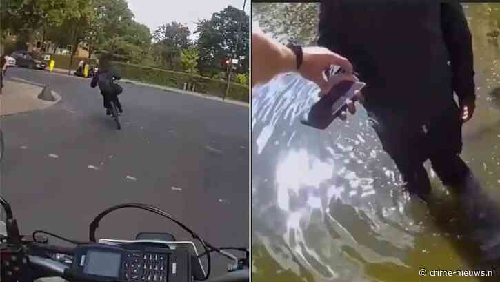 Telefoondief met zes telefoons buit zelf bestolen van e-bike na vluchten via vijver bij achtervolging