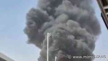 Huge black smoke billows from Riyadh airport as passenger jet wrecked during Houthi attack