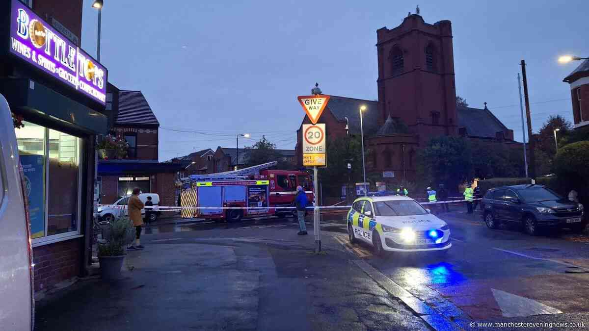 Busy road closed as fire crews tackle Old Trafford church blaze