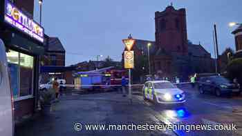 Busy road closed as fire crews tackle Old Trafford church blaze