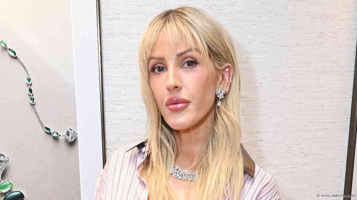 Ellie Goulding debuts new fringe as she makes a stylish appearance in a pinstripe shirt and leather midi skirt at the Boodles jewellery event