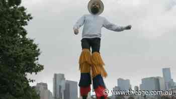 Think running a marathon is hard? Try doing it on three-kilogram stilts