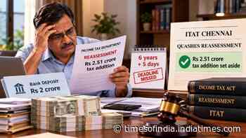 Rs 2 crore deposit, no ITR, Rs 2.51 crore addition; ITAT quashes because reassessment is 5 days late