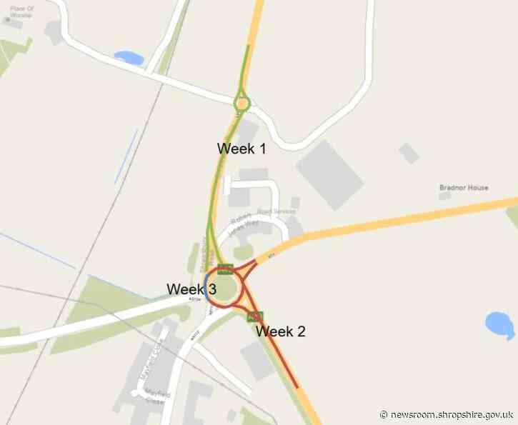 Battlefield Roundabout in Shrewsbury to be resurfaced.