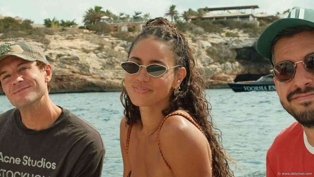 Vick Hope shares bikini-clad pictures from her 37th birthday as she enjoys boat trip and boozy lunch with friends in Formentera
