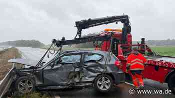 Schwerer Unfall auf der A2 – schwer verletzte Person, Totalschaden und Vollsperrung