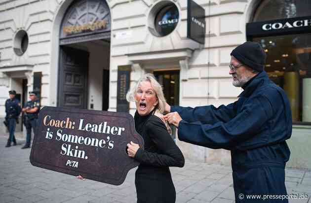 Aktuelles Bild- und Videomaterial: PETA-Gründerin Ingrid Newkirk wird vor COACH-Filiale in München "lebendig gehäutet"