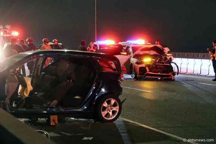 Three to hospital following overnight pile-up on Alex Fraser Bridge