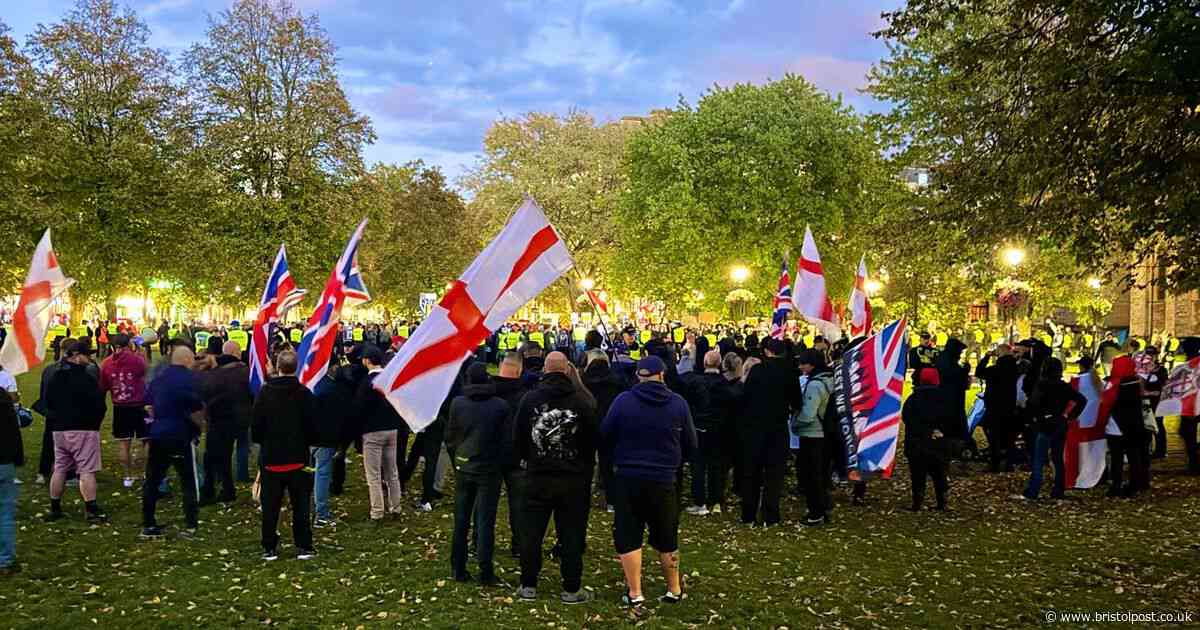 In photos - police line splits rival Bristol rallies as chants ring out