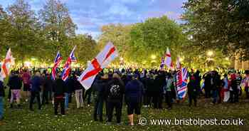 In photos - police line splits rival Bristol rallies as chants ring out