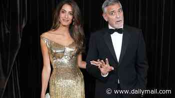 Amal Clooney dazzles in a Gucci gold fringed gown as she hosts The Albies star-studded charity event alongside her dapper husband George
