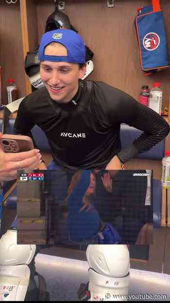We showed Victor Eklund the video of his mom celebrating his first NHL goal!