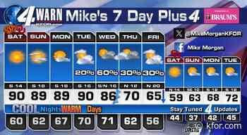 Sunny and Summertime for our weekend! Look for waves of storms middle of next week related to "Simon", a hurricane now in the Pacific Ocean. Big Fall cold front coming next week too!
