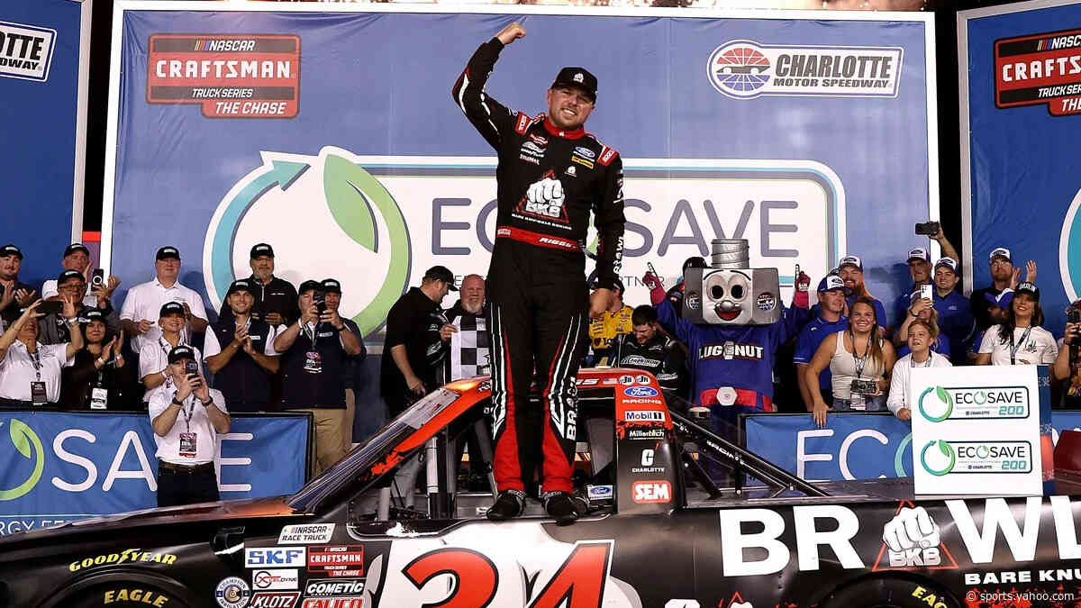 Layne Riggs closes to 17 points of NASCAR Truck lead with Charlotte win