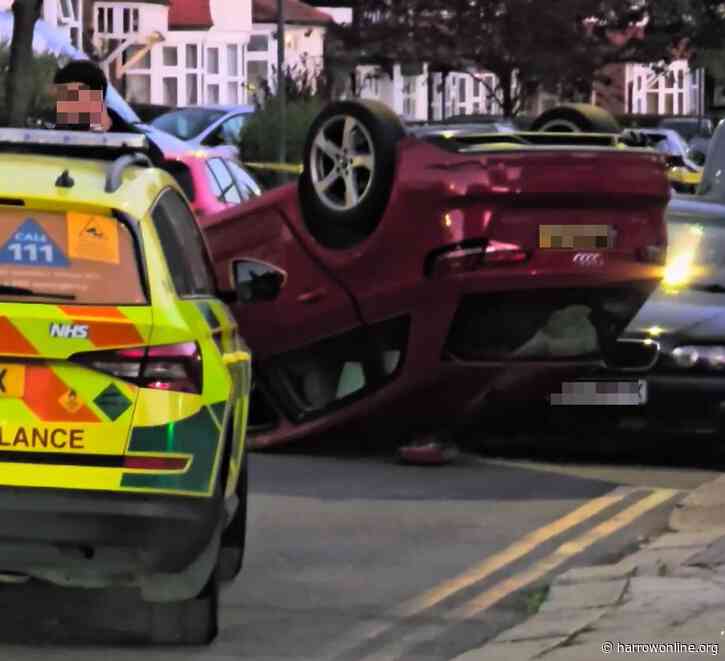 Car flips onto roof near Kenton Road as emergency services respond