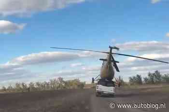 Een helikopter op een auto vervoeren is nooit een goed idee