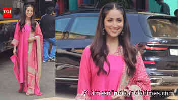 Yami Gautam gives pink a festive twist in embroidered Chanderi suit, keeps her makeup fuss-free