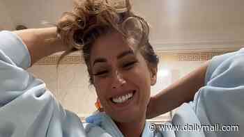 Stacey Solomon shows off the renovated orange bathroom at her new £2M Essex mansion as she upcycles garish sink, toilet and bath and jokes 'I'm ready for people to hate this!'