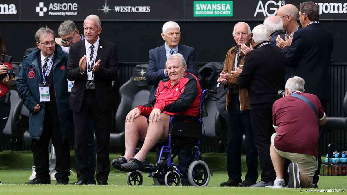 John Toshack makes rare public appearance after health battles as stadium erupts
