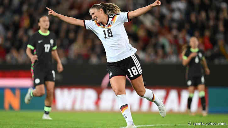 Melissa Kössler and Camilla Küver celebrate maiden Germany goals in Australia win