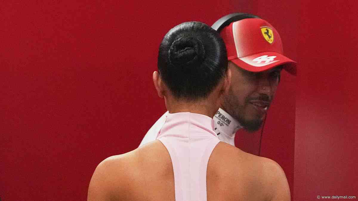 Kim Kardashian reunites with beaming boyfriend Lewis Hamilton at the Singapore Grand Prix - after sparking Martin Brundle to make cheeky joke