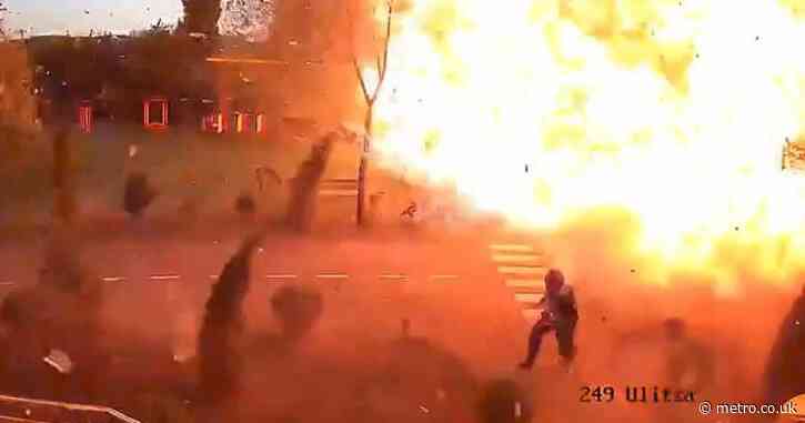 Seconds to spare: Video shows man narrowly escaping Russian drone strike near Kyiv