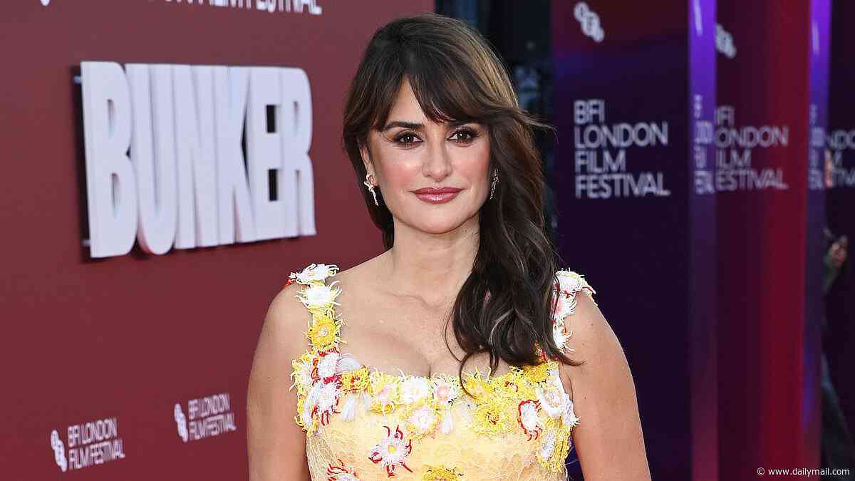 Penelope Cruz looks elegant in a yellow floral dress at the London Film Festival premiere of Bunker after rave reviews and 15 minute standing ovation