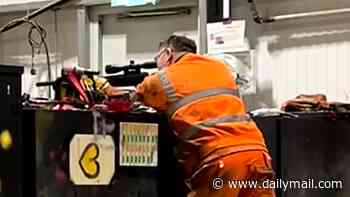 Moment HS2 night-shift workers fire a powerful air rifle inside workshop - as five are sacked from £100billion rail project