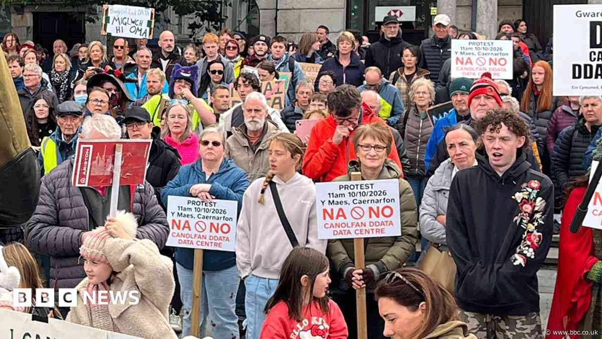 Hundreds protest over data centre plans