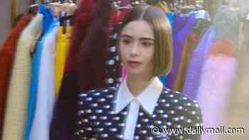 Emily in Holborn? Historic corner of London is turned into Paris for Lily's last (very lucrative) advertising shoot