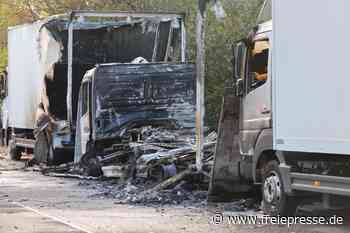 Erneut Brandstiftung in Burgstädt: Drei Lkw ausgebrannt