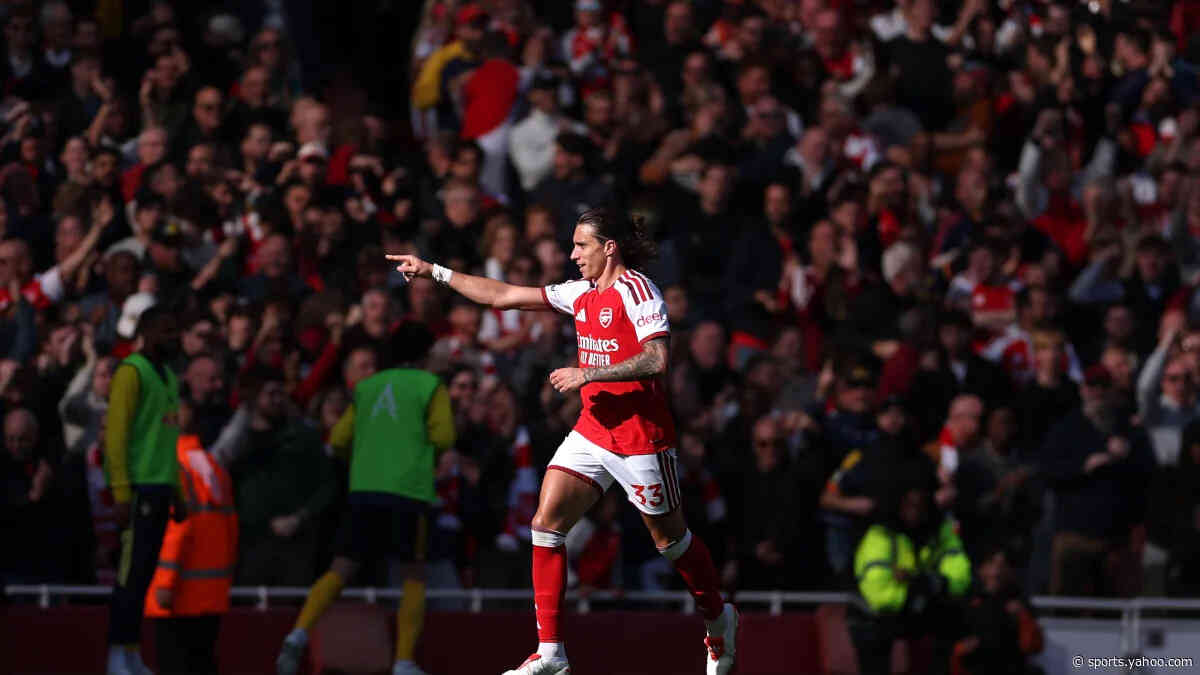 Arsenal trio and Italy defender react as Calafiori scores first Arsenal goal at the Emirates