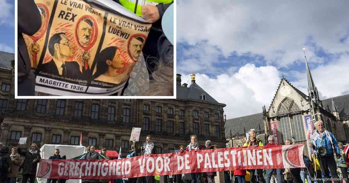 Duizend mensen bij Pro-Palestijnse mars op de Dam, politie pakt man op met beledigend spandoek