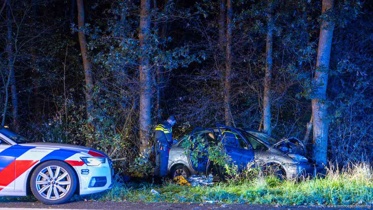 Automobilist crasht in bosje langs A58, twee inzittenden gewond