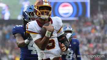 Commanders botch last play in OT, resulting in tie; 'It's on me,' Daniels says