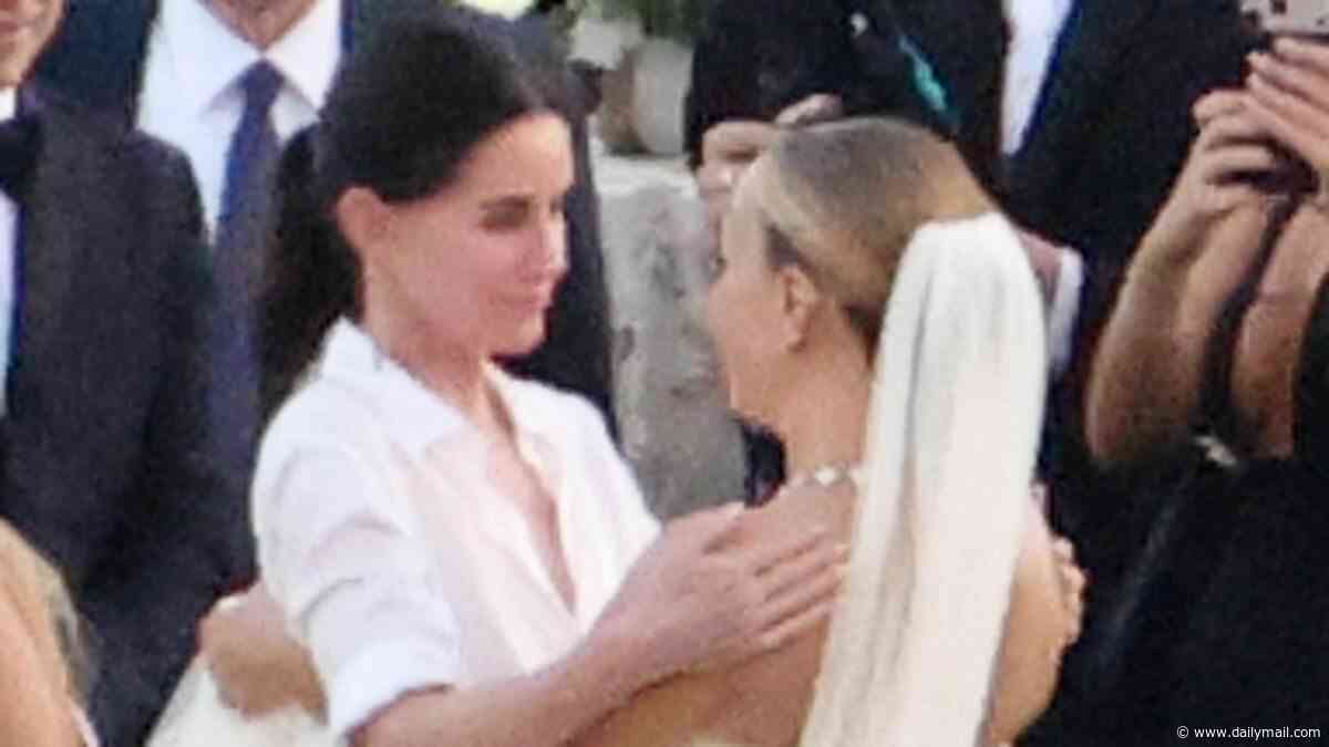 Tobey Maguire's ex Jennifer Meyer has sweet moment with Courteney Cox at star-studded wedding to Geoff Ogunlesia