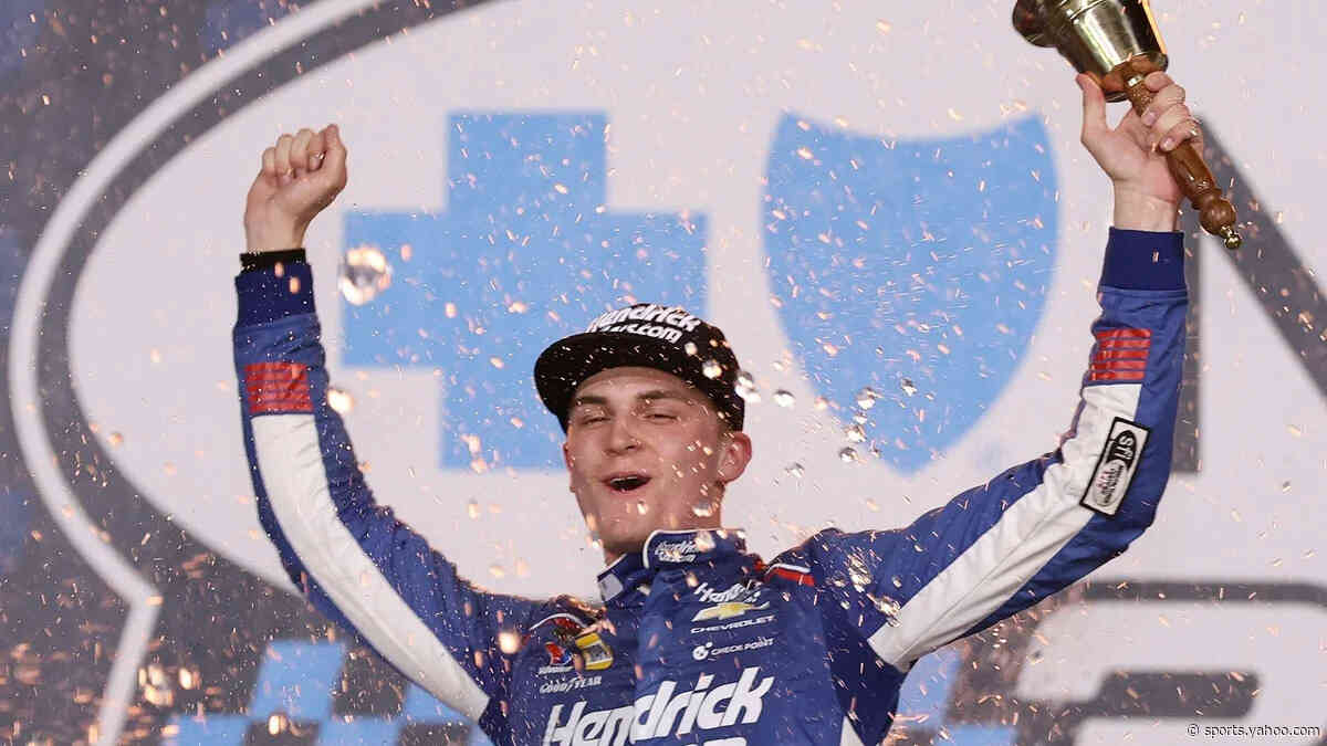 Corey Day wins Charlotte NASCAR O'Reilly race with three-wide pass for the lead