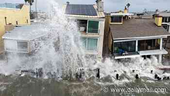 Powerful Tropical Storm Rachel batters waterfront properties in California leaving homes crumbling into the ocean