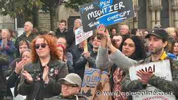 Hundreds rally against 'staggering' AI data centre plan on Welsh coast