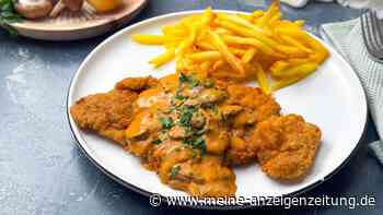 Jägerschnitzel mit Rahmpilzen: Ein simpler Kniff bei der Panade sorgt für extra viel Knusprigkeit 