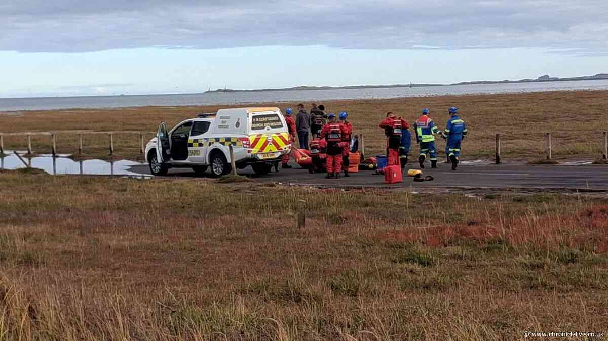 Two rescued by the RNLI and coastguard after becoming stranded on Holy Island causeway