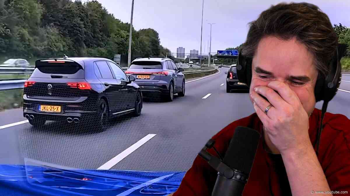 Gefrustreerde bestuurder duwt iedereen weg op Dashcam