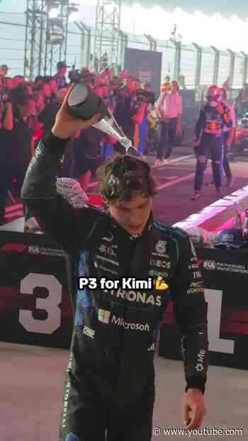 One to celebrate 🙌 Kimi takes his first podium finish in Singapore! #kimiantonelli #mercedesf1 #f1