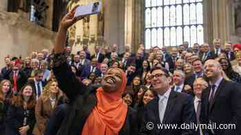 Wish you were here, Zack? Sagal Abdi-Wali poses for a selfie with Andy Burnham as she signs in as Labour's newest MP after beating Green leader Polanski in last week's by-election