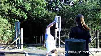 Brickfields level crossing closed as children seen doing handstands beside train tracks